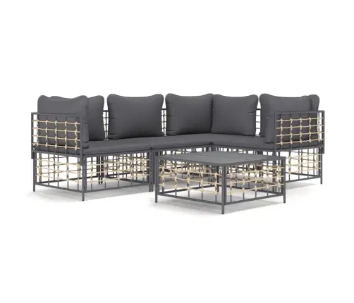 5-Osaline Aiamööbli Komplekt Patjadega, Antratsiit, Polürotang
