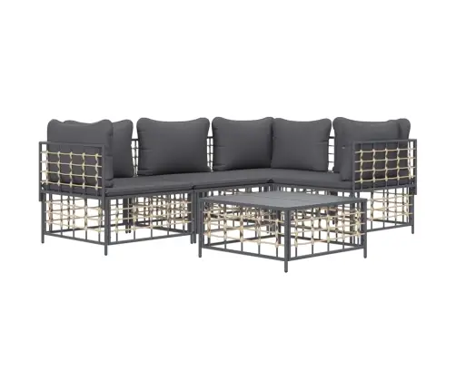 5-Osaline Aiamööbli Komplekt Patjadega, Antratsiit, Polürotang