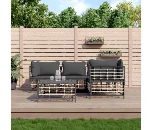 5-Osaline Aiamööbli Komplekt Patjadega, Antratsiit, Polürotang