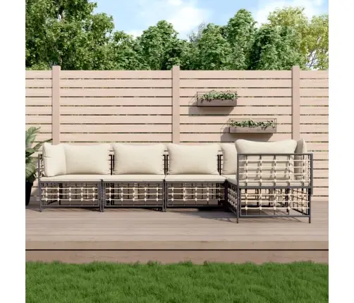 5-Daļīgs Dārza Mēbeļu Komplekts Ar Matračiem, Pe Rotangpalma Vidaxl