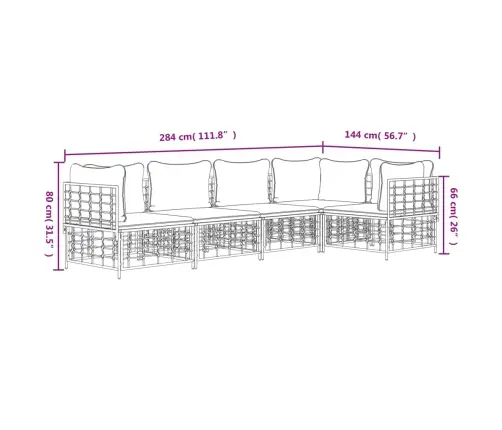 5-Daļīgs Dārza Mēbeļu Komplekts Ar Matračiem, Pe Rotangpalma Vidaxl