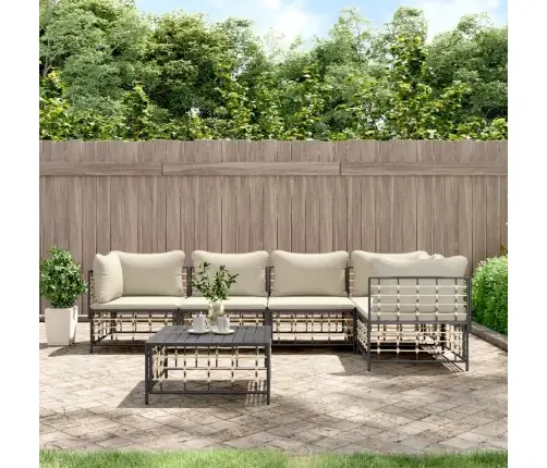 Sodo Komplektas Su Pagalvėmis, 6 Dalių, Antracito, Poliratanas