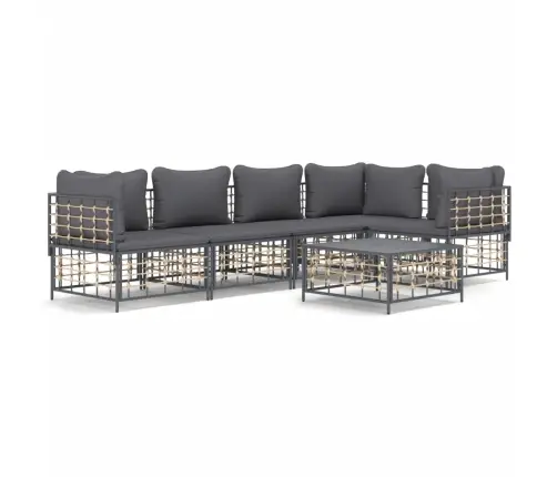 Sodo Komplektas Su Pagalvėmis, 6 Dalių, Antracito, Poliratanas