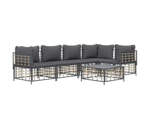 Sodo Komplektas Su Pagalvėmis, 6 Dalių, Antracito, Poliratanas