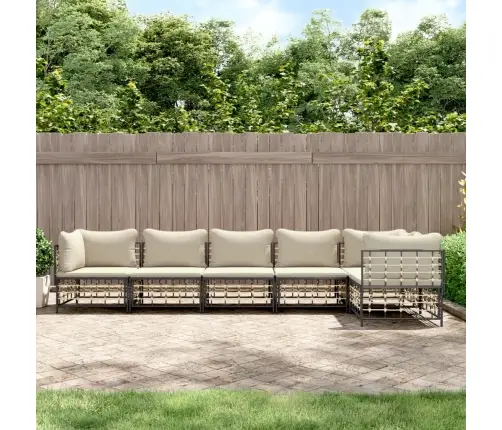 6-Daļīgs Dārza Mēbeļu Komplekts Ar Matračiem, Pe Rotangpalma Vidaxl