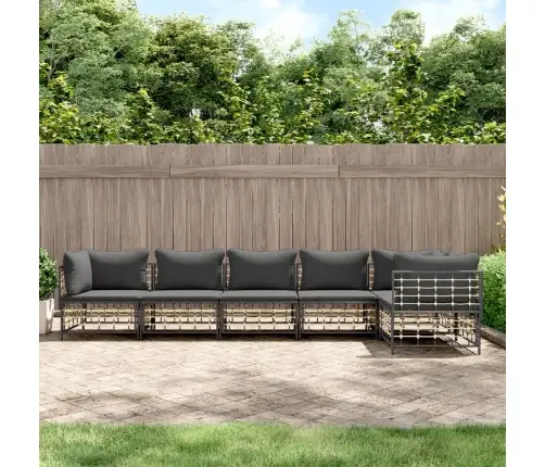 6-Daļīgs Dārza Mēbeļu Komplekts Ar Matračiem, Pe Rotangpalma Vidaxl