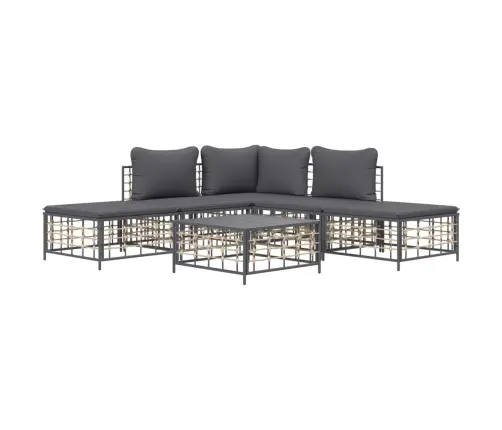 6-Daļīgs Dārza Mēbeļu Komplekts Ar Matračiem, Pe Rotangpalma Vidaxl