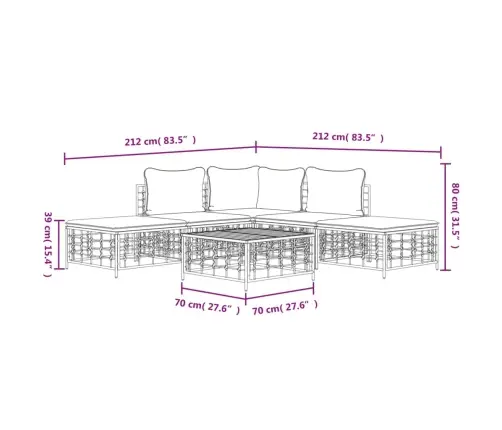 6-Daļīgs Dārza Mēbeļu Komplekts Ar Matračiem, Pe Rotangpalma Vidaxl