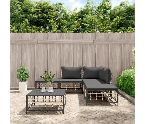 6-Daļīgs Dārza Mēbeļu Komplekts Ar Matračiem, Pe Rotangpalma Vidaxl