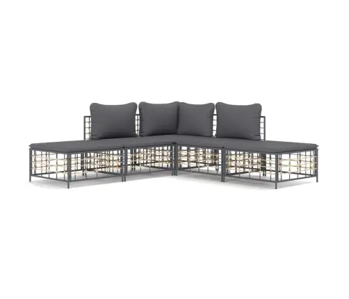 5-Daļīgs Dārza Mēbeļu Komplekts Ar Matračiem, Pe Rotangpalma Vidaxl