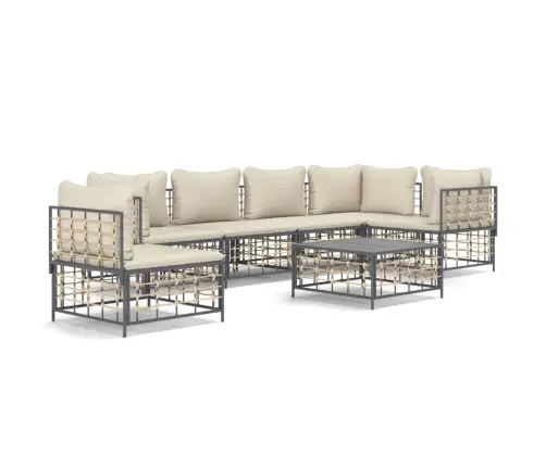 7-Daļīgs Dārza Mēbeļu Komplekts Ar Matračiem, Pe Rotangpalma Vidaxl