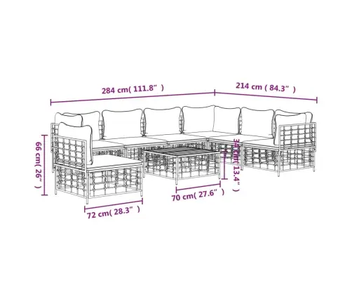 Sodo Komplektas Su Pagalvėmis, 8 Dalių, Antracito, Poliratanas