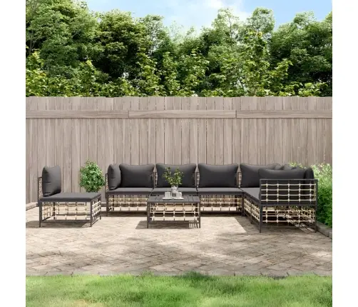 8-Daļīgs Dārza Mēbeļu Komplekts Ar Matračiem, Pe Rotangpalma Vidaxl