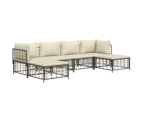 6-Osaline Aiamööbli Komplekt Patjadega, Antratsiit, Polürotang