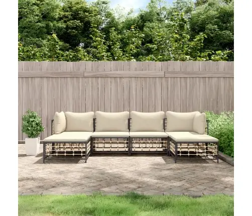 6-Osaline Aiamööbli Komplekt Patjadega, Antratsiit, Polürotang