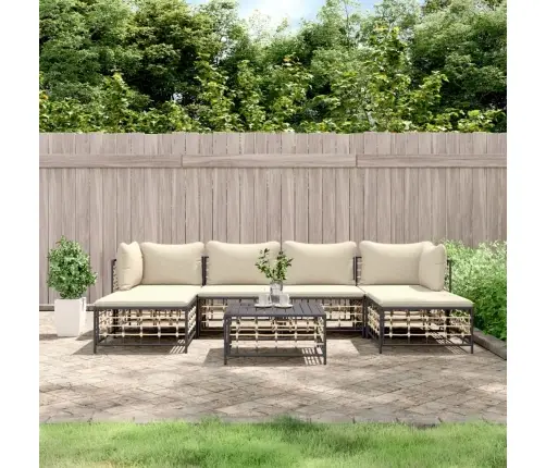 7-Osaline Aiamööbli Komplekt Patjadega, Antratsiit, Polürotang 7-Osaline Aiamööbli Komplekt Patjadega, Antratsiit, Polürotang