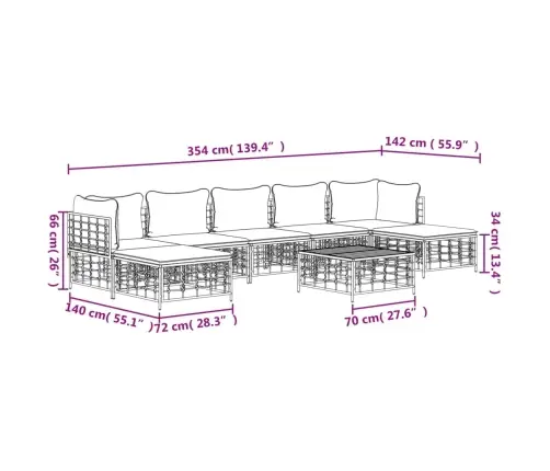 8-Osaline Aiamööbli Komplekt Patjadega, Antratsiit, Polürotang