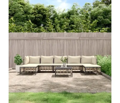 8-Osaline Aiamööbli Komplekt Patjadega, Antratsiit, Polürotang