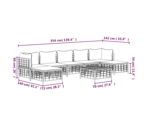 Sodo Komplektas Su Pagalvėmis, 8 Dalių, Antracito, Poliratanas Sodo Komplektas Su Pagalvėmis, 8 Dalių, Antracito, Poliratanas