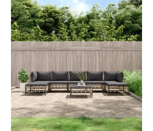 Sodo Komplektas Su Pagalvėmis, 8 Dalių, Antracito, Poliratanas Sodo Komplektas Su Pagalvėmis, 8 Dalių, Antracito, Poliratanas