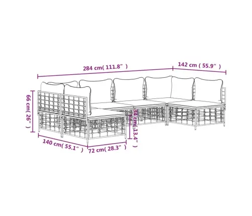 6-Daļīgs Dārza Mēbeļu Komplekts Ar Matračiem, Pe Rotangpalma Vidaxl