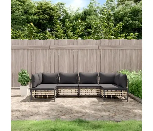 6-Daļīgs Dārza Mēbeļu Komplekts Ar Matračiem, Pe Rotangpalma Vidaxl