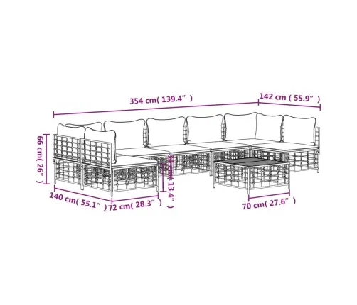 8-Daļīgs Dārza Mēbeļu Komplekts Ar Matračiem, Pe Rotangpalma Vidaxl