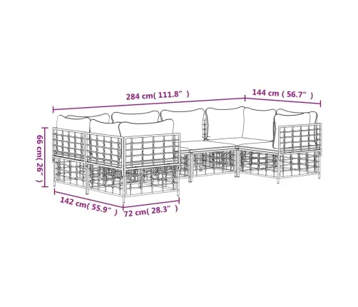 6-Daļīgs Dārza Mēbeļu Komplekts Ar Matračiem, Pe Rotangpalma Vidaxl