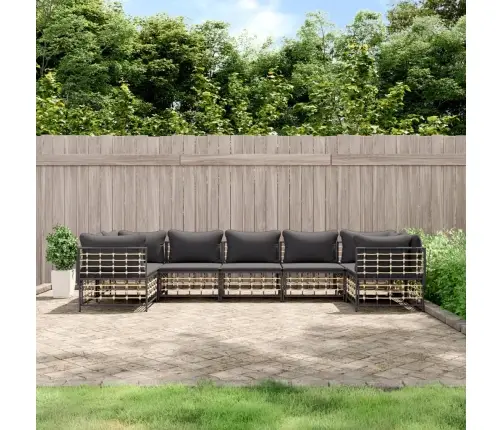 7-Daļīgs Dārza Mēbeļu Komplekts Ar Matračiem, Pe Rotangpalma Vidaxl