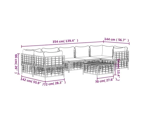 8-Daļīgs Dārza Mēbeļu Komplekts Ar Matračiem, Pe Rotangpalma Vidaxl
