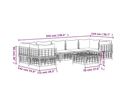 8-Daļīgs Dārza Mēbeļu Komplekts Ar Matračiem, Pe Rotangpalma Vidaxl