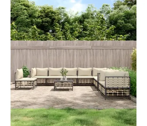 11-Daļīgs Dārza Mēbeļu Komplekts Ar Matračiem, Pe Rotangpalma Vidaxl