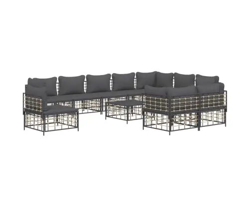 Sodo Komplektas Su Pagalvėmis, 11 Dalių, Antracito, Poliratanas