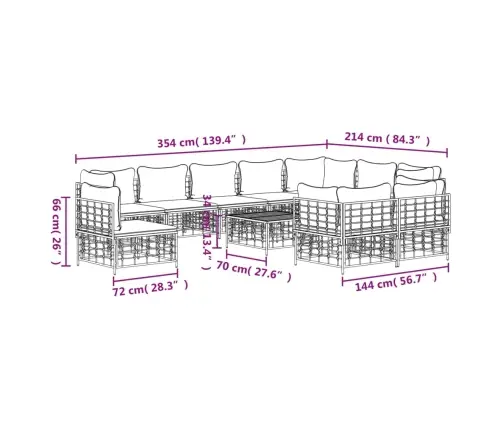 Sodo Komplektas Su Pagalvėmis, 11 Dalių, Antracito, Poliratanas