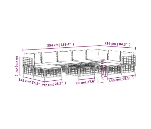 10-Daļīgs Dārza Mēbeļu Komplekts Ar Matračiem, Pe Rotangpalma Vidaxl