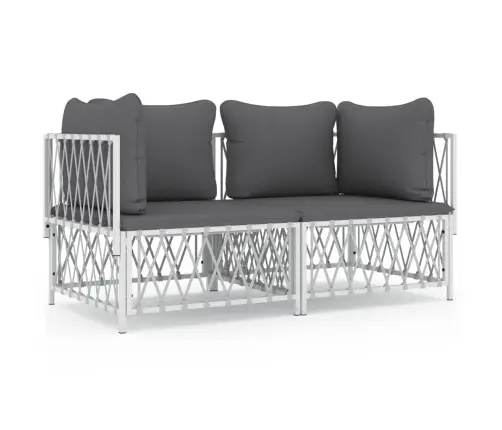 Sodo Komplektas Su Pagalvėlėmis, 2 Dalių, Baltas, Plienas