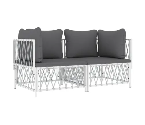 Sodo Komplektas Su Pagalvėlėmis, 2 Dalių, Baltas, Plienas