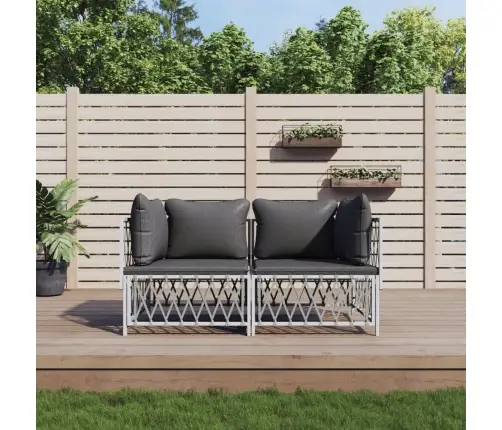 Sodo Komplektas Su Pagalvėlėmis, 2 Dalių, Baltas, Plienas