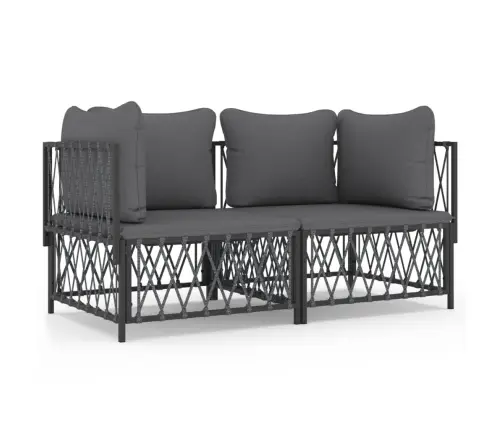 2-Daļīgs Dārza Atpūtas Mēbeļu Komplekts Ar Matračiem, Tērauds Vidaxl