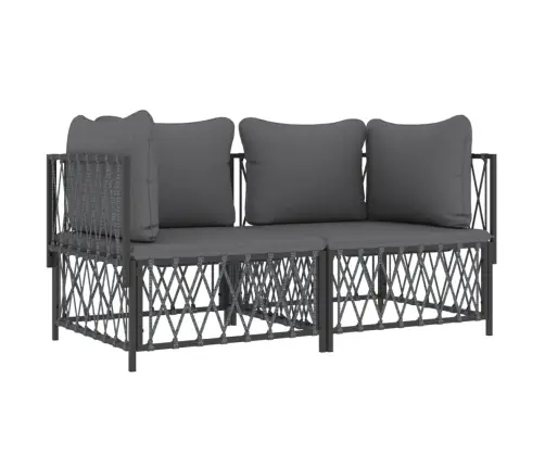 2-Daļīgs Dārza Atpūtas Mēbeļu Komplekts Ar Matračiem, Tērauds Vidaxl