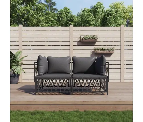 2-Daļīgs Dārza Atpūtas Mēbeļu Komplekts Ar Matračiem, Tērauds Vidaxl