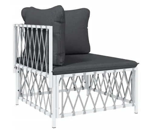 3-Daļīgs Dārza Mēbeļu Komplekts Ar Matračiem, Balts Tērauds Vidaxl