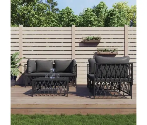 5-Daļīgs Dārza Atpūtas Mēbeļu Komplekts Ar Matračiem, Tērauds Vidaxl