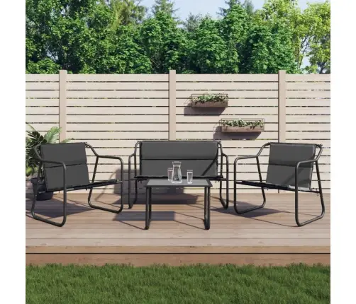 4-Daļīgs Dārza Atpūtas Mēbeļu Komplekts Ar Matračiem, Tērauds Vidaxl