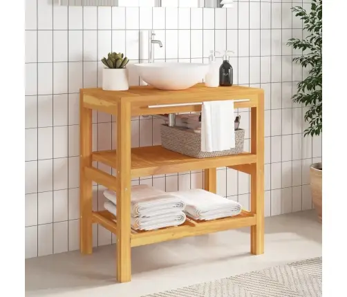 Vannasistabas Skapītis, 2 Plaukti, 74X45X75 Cm, Masīvs Tīkkoks Vidaxl