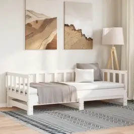 Ištraukiama Lova, Balta, 2X(90X200)cm Pušies Medienos Masyvas