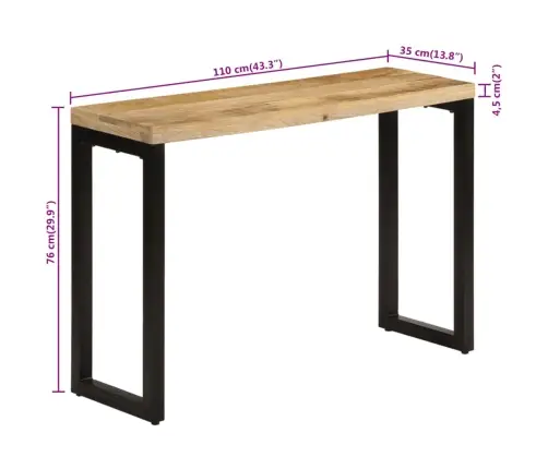 Konsoollaud, 110 X 35 X 76 cm Töötlemata Mangopuit Konsoollaud, 110 X 35 X 76 cm Töötlemata Mangopuit