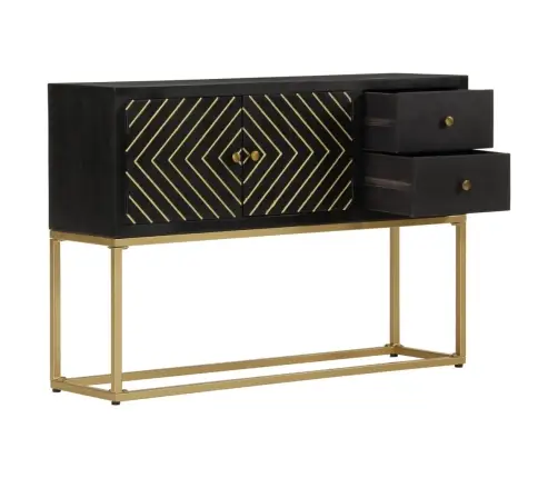 Kumode, Melna Un Zelta Krāsa, 110X30X75 Cm, Mango Masīvkoks Vidaxl