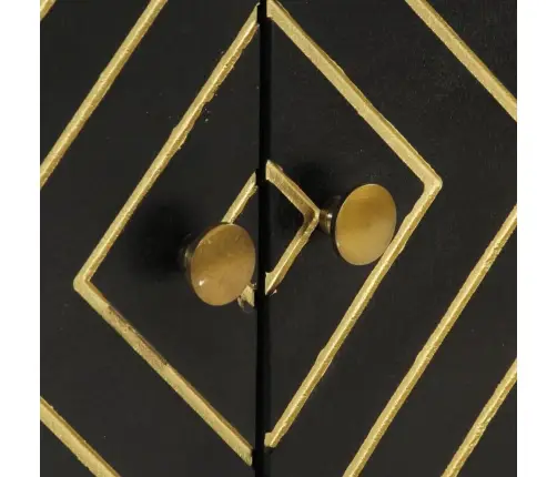 Kumode, Melna Un Zelta Krāsa, 110X30X75 Cm, Mango Masīvkoks Vidaxl