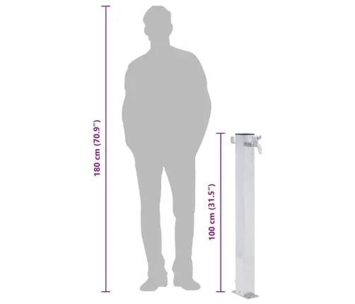 Dārza Ūdens Kolonna, 100 Cm, Nerūsējošs Tērauds, Kvadrāta Vidaxl